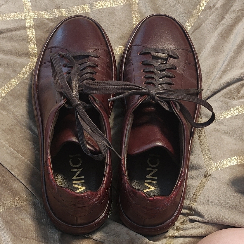 Vince Men's Burgundy Leather Oxford Sneakers